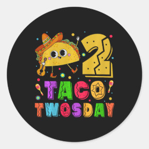 Kinder Taco Twosday - Dos Peuter Verjaardagsfeest  Ronde Sticker