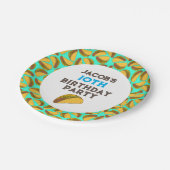 Kinder Tacos Verjaardagsfeestje Aangepaste Naam Papieren Bordje (Gekanteld)