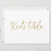 "Kinder tafel" bruiloft | Stylish Gold Lettered Kaart (Voorkant)