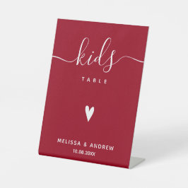 Kinder tafel - Elegant Calligraphy Red Wedding Reclamebord Met Voetstuk