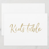 "Kinder Tafel" Trouwbord | Stijlvolle Gouden Lette Kaart (Voorkant / Achterkant)