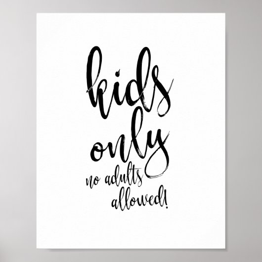 Kinder Tafel Zwart en Wit 8 x 10 Teken voor Wedden Poster (Voorkant)