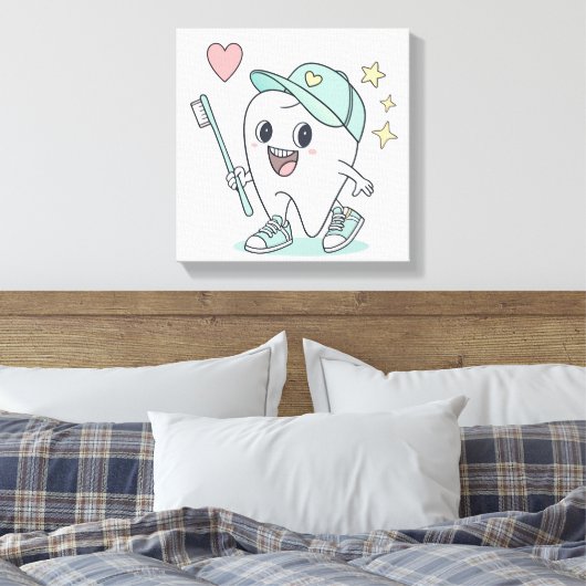 Kinder tandheelkundige kliniek kunst canvas afdruk (Insitu (Slaapkamer))