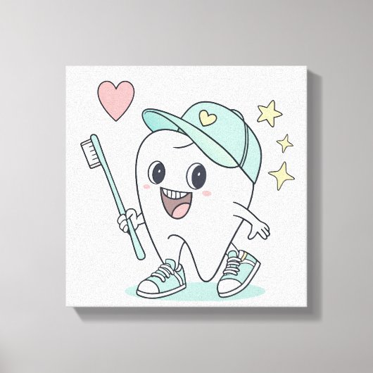 Kinder tandheelkundige kliniek kunst canvas afdruk (Voorkant)