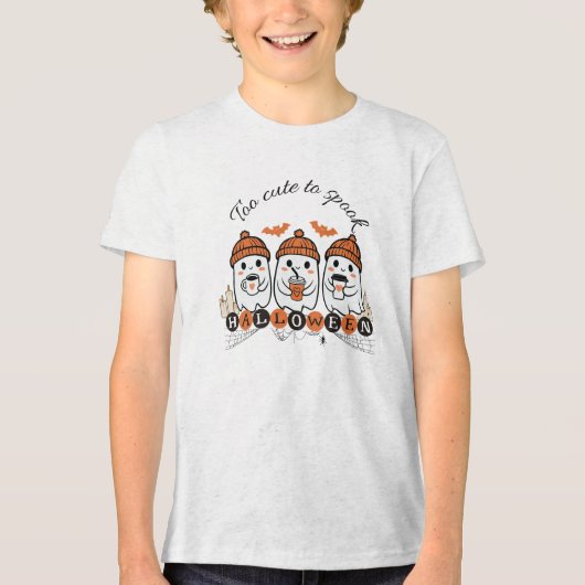 Kinder 'Te Schattige om Halloween te spook Tri-Blend Shirt (Voorkant)