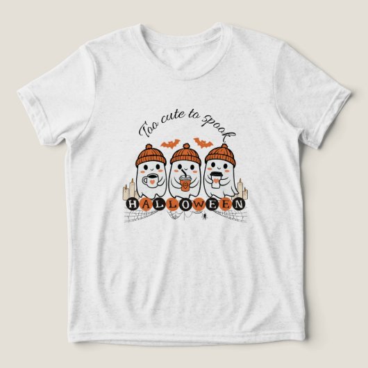 Kinder 'Te Schattige om Halloween te spook Tri-Blend Shirt (Design voorkant)