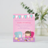 Kinder tea Party Birthday-uitnodigingen Kaart (Staand voorkant)