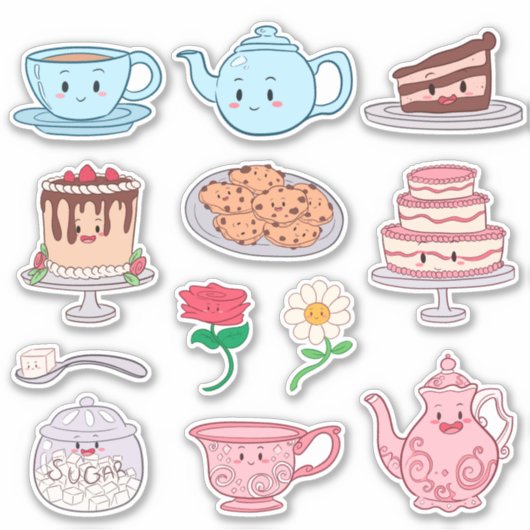 Kinder Tea Party set Sticker (Voorkant)