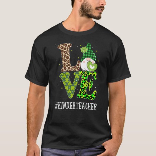 Kinder Teacher Love St Patricks Day Gnome Leopard T-shirt (Voorkant)