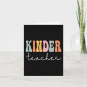 Kinder Teacher Retro Groovy Women Happy First Day Kaart (Voorkant)
