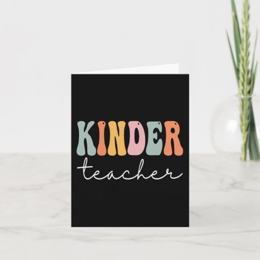 Kinder Teacher Retro Groovy Women Happy First Day Kaart (Voorkant)
