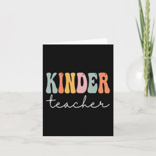 Kinder Teacher Retro Groovy Women Happy First Day Kaart