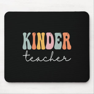 Kinder Teacher Retro Groovy Women Happy First Day Muismat