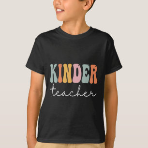 Kinder Teacher Retro Groovy Women Happy First Day T-shirt