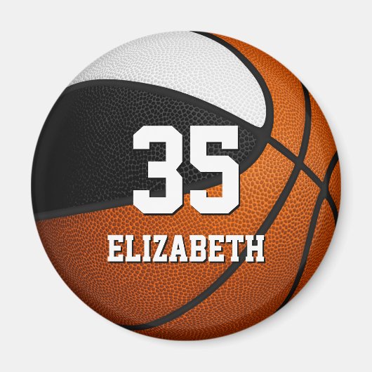 kinder  team met zwarte witte basketbal magneet (Voorkant)