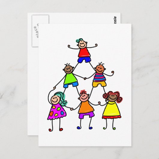 Kinder teamwerk briefkaart (Voorkant / Achterkant)