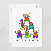 Kinder teamwerk briefkaart (Voorkant / Achterkant)