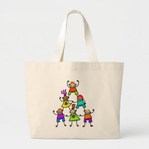 Kinder teamwerk grote tote bag