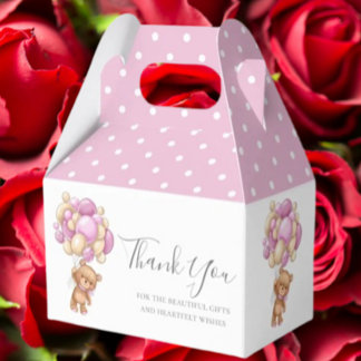 Kinder Teddy Ballon Pink Favor Box Bedankdoosjes