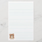 Kinder Teddy Bear Cute Stationery Briefpapier (Achterkant)