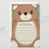 Kinder Teddy Bear Cute Stationery Briefpapier (Voorkant / Achterkant)