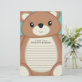 Kinder Teddy Bear Cute Stationery Briefpapier (Staand voorkant)