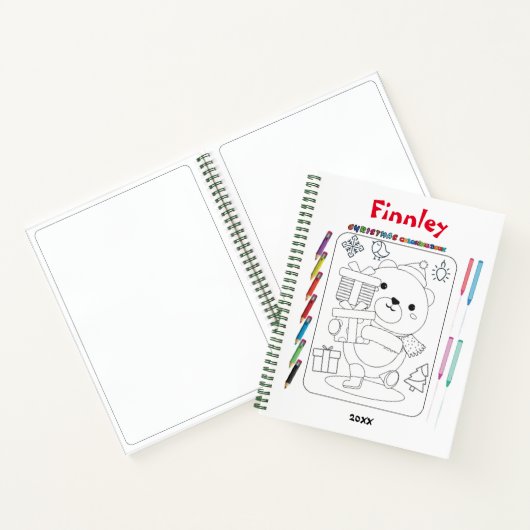 Kinder Teddy Bear-kerstkleuring Notitieboek (Binnen)