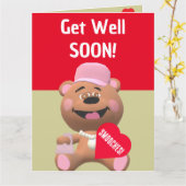 Kinder teddybeer met hart wordt snel beter kaart (Gele Bloem)