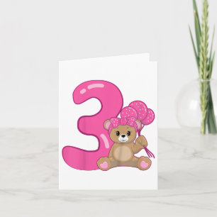 Kinder teddybeer Schattige 3e verjaardag meisje ba Kaart