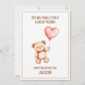 Kinder teddybeer Schattigee Waterverf Hart Valenti Feestdagenkaart (Voorkant)