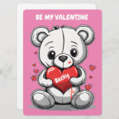 Kinder teddybeer Valentijnsdag Feestdagenkaart (Voorkant / Achterkant)