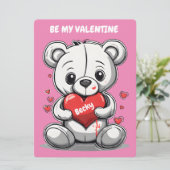 Kinder teddybeer Valentijnsdag Feestdagenkaart (Staand voorkant)