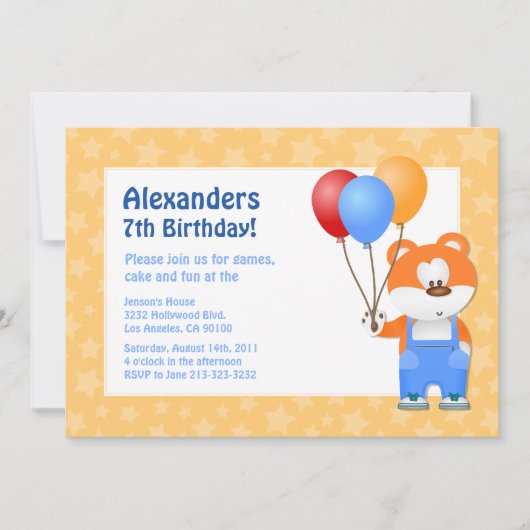Kinder Teddybeer verjaardagsfeestje Kaart (Voorkant)