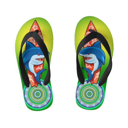 Kinder Teenslippers Haai surf hippy boho2 (Voetbed)