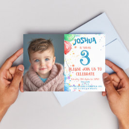 Kinder Tekenballonnen en Regenboog Verjaardagsfees Kaart