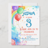 Kinder Tekenballonnen en Regenboog Verjaardagsfees Kaart (Voorkant)