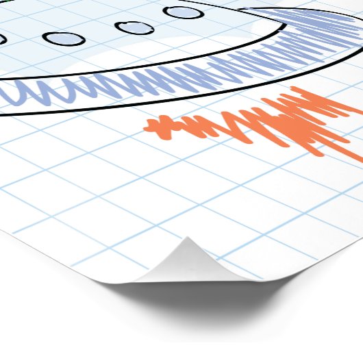 Kinder tekening, ruimte, aliens, universum, schatt perfect poster (Hoek)