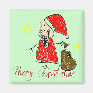 Kinder Tekening van Santa Magnet voor Cadeaus