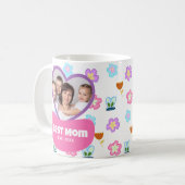 Kinder 'Tekenstijl Foto Moederdag Gift Roze Koffiemok (Voorkant links)