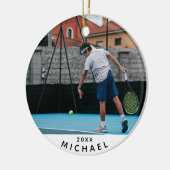Kinder Tennis Player Foto Afbeelding Naam & Jaar S Keramisch Ornament (Links)