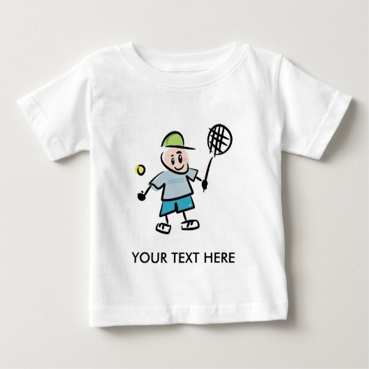 Kinder Tennis Tee Shirt met cartoon tennisspeler (Voorkant)