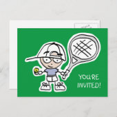 Kinder Tennis Verjaardagsfeest Uitnodiging briefka (Voorkant / Achterkant)