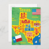 Kinder Texas Map Briefkaart (Voorkant / Achterkant)