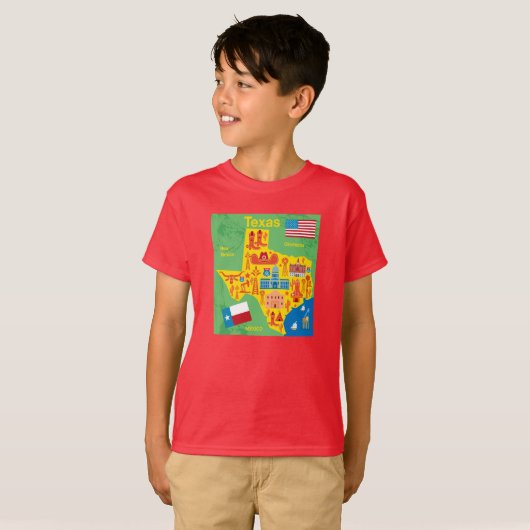 Kinder Texas Map T-shirt (Voorkant volledig)