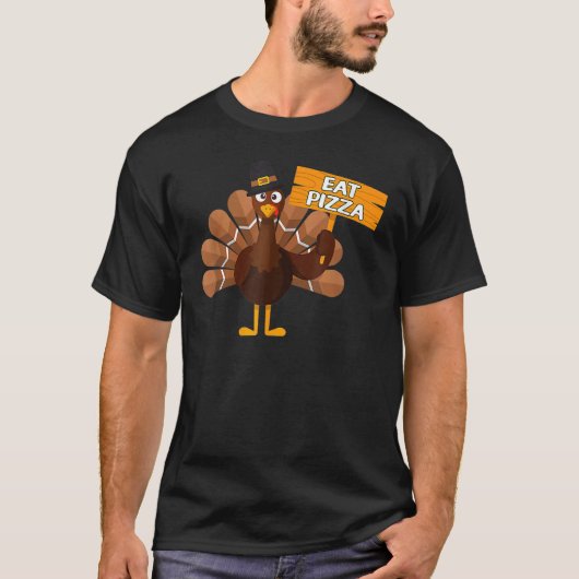 Kinder Thanksgiving 3 van de turkse eat pizza adul T-shirt (Voorkant)