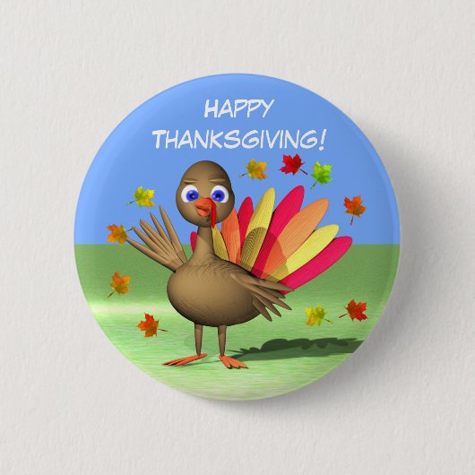 Kinder Thanksgiving Baby Turkije Ronde Button 5,7 Cm (Voorkant)