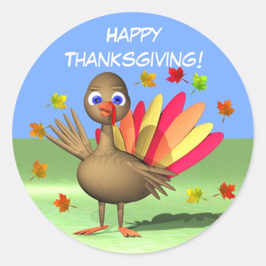 Kinder Thanksgiving Baby Turkije Ronde Sticker (Voorkant)