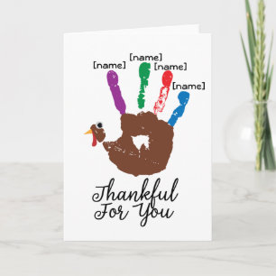 Kinder Thanksgiving Handafdruk Turkije Dankbaarhei Feestdagen Kaart