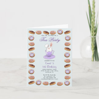 Kinder theepartijuitnodiging met bunny en donuts
