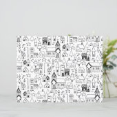 Kinder themadorp Whimsical Black & White Invite (Staand voorkant)